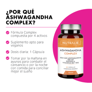 Nutralie Ashwagandha Complex 60 Cápsulas, Ashwagandha KSM-66 con B6 y B12
