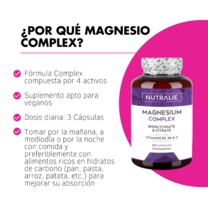Nutralie Magnesio Complex 120 Cápsulas | Magnesio con Vitaminas B5, B6 y C